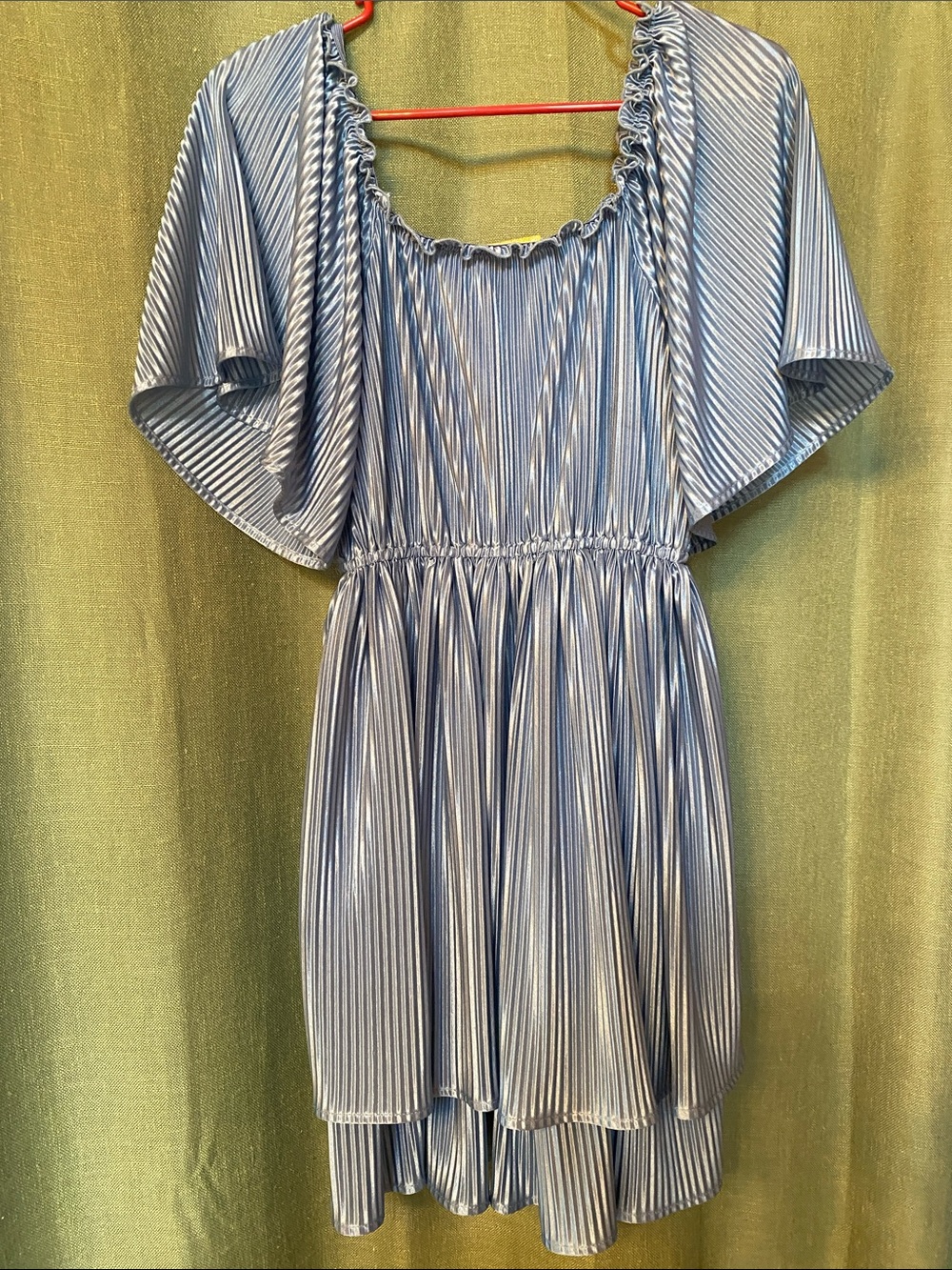 Simply Southern Blue and White Stripe Flutter Sleeve Dress